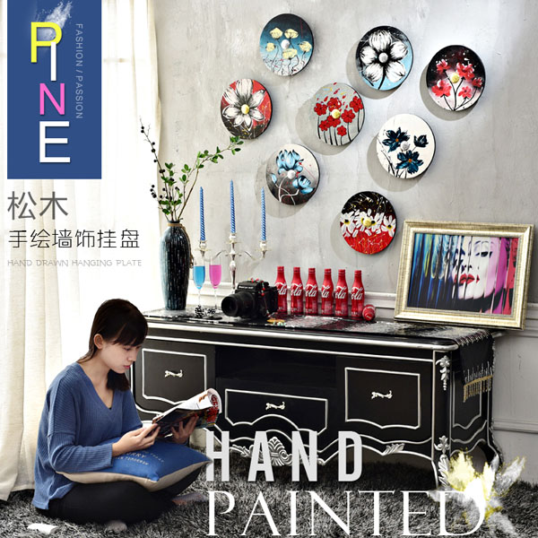 5Cgo 530151134369 松木實木手繪牆上裝飾品立體牆飾田園創意家居客廳牆面牆壁掛飾壁飾居家裝飾咖啡店餐廳咖啡廳酒吧背景牆 CHX92000
