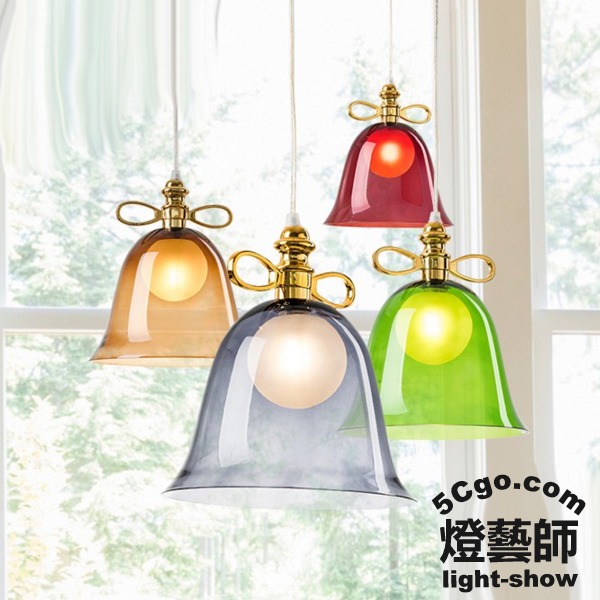 5Cgo 525489634804 簡約臥室兒童房單吊燈餐廳咖啡廳吧台玻璃燈罩蝴蝶結裝飾吊燈服裝美式 G9四色可選 AGL93100
