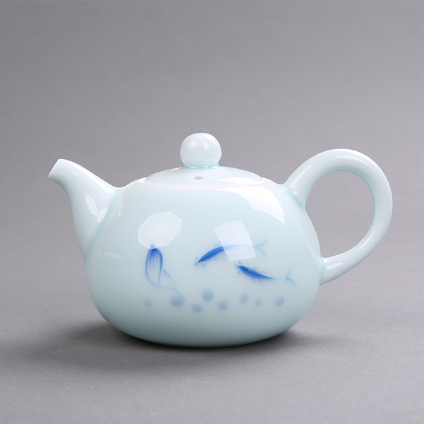 5Cgo 530748566935 景德鎮手繪陶瓷青瓷單壺茶壺蓋碗茶杯茶海功夫茶具單品 HZS54000