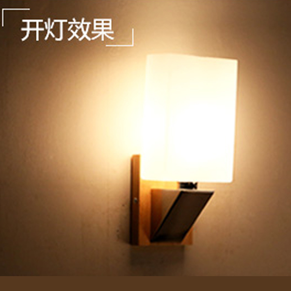 5Cgo  522764434578  實木壁燈臥室床頭燈現代簡約客廳玄關牆壁燈陽臺樓梯走道走廊燈具--單頭  LYP95000