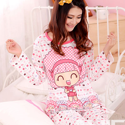 5Cgo  16424099875 秋季新品 可愛卡通家居服 女孩波點長袖睡衣套裝 MIK36000