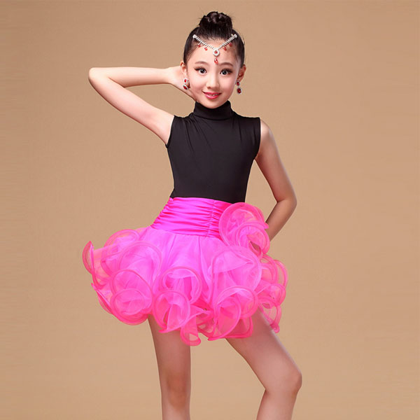 5Cgo 527616639766 兒童拉丁舞演出服比賽考級服裝歐根紗蓬松裙擺女連衣裙 拉丁舞衣  GSX86100