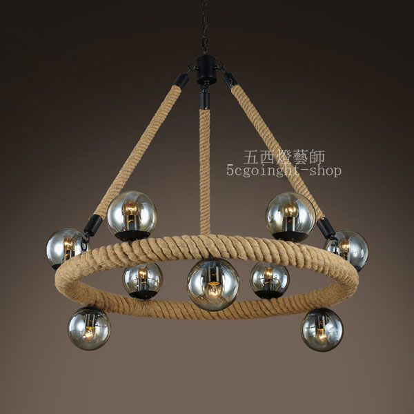 5Cgo 45162500157　北歐創意個性魔豆吊燈酒吧餐廳原創手工麻繩燈飾  LYP88900