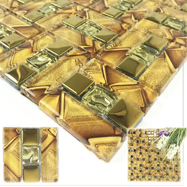 5Cgo 532553283826 水晶玻璃馬賽克金屬電鍍拼圖金銀色鏡面貼瓷磚裝修背景牆客廳餐廳料理台隔斷大堂酒店會所裝潢設計 CHX62000
