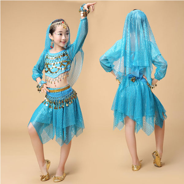 5Cgo 531000254119  少兒印度舞服裝新款 肚皮舞演出服 兒童肚皮舞短裙套裝 五件套  GSX18000