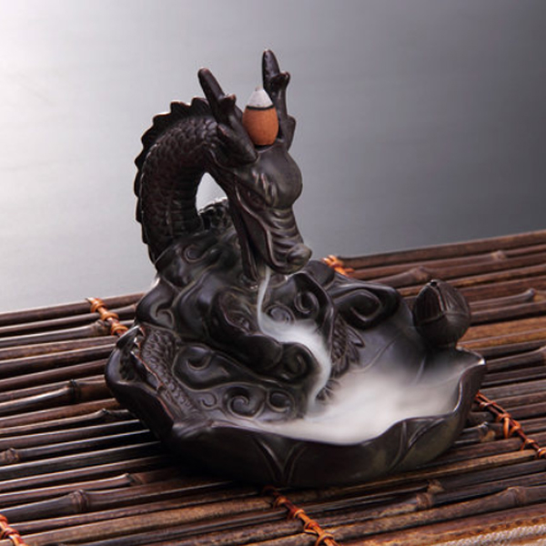 5Cgo 524880637481 魚化龍倒流香爐創意茶道配件陶瓷檀香擺件線香香塔香大號香薰爐 HZS50100
