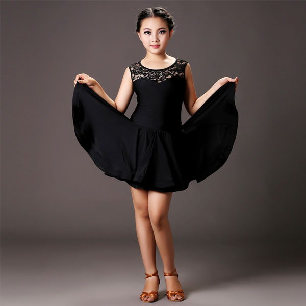 5Cgo 534344323331 少兒拉丁舞規定服 兒童拉丁舞裙連衣裙簡約無袖國標舞服   GSX99000