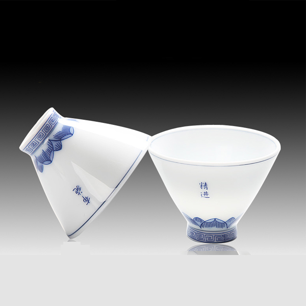 5Cgo 531511037843 景德鎮青花瓷功夫小茶杯手繪陶瓷品茗杯茶盞主人單杯子個人斗笠杯一組6個 HZS09000