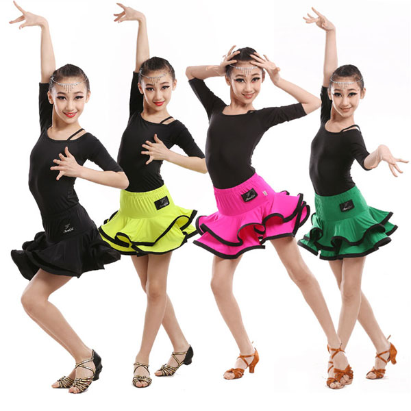 5Cgo 528086879456  新款少兒小孩兒童女吊帶中袖拉丁舞舞蹈服比賽服練習服裝練功服   GSX88000