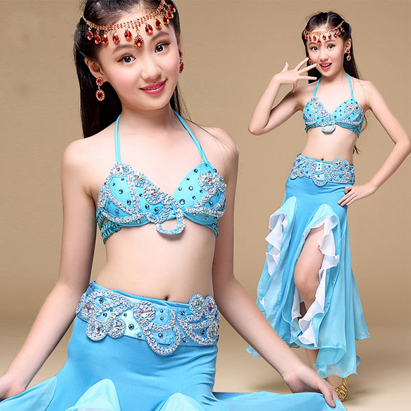 5Cgo 531103023470 兒童肚皮舞套裝印度舞蹈服裝 少兒舞台表演服肚皮舞服   GSX81200