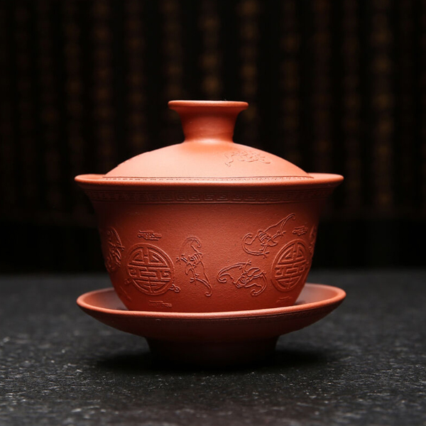 5Cgo 532708079758 紫砂蓋碗茶碗三才碗宜興原礦功夫茶具祥雲蓋碗泡茶杯功夫茶具 HZS96000