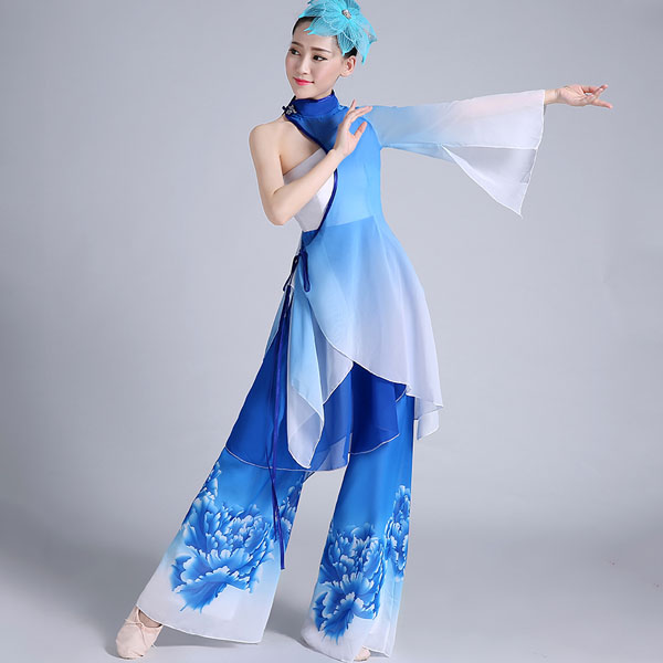 5Cgo 536770396037 新款古典舞蹈服裝演出服扇子舞傘舞舞台表演成人女夏季秧歌服   GSX85100