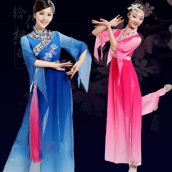 5Cgo 524863983232 古典舞蹈服裝女江南傘舞扇子舞演出服秀色民族表演服團扇飄逸    GSX89000