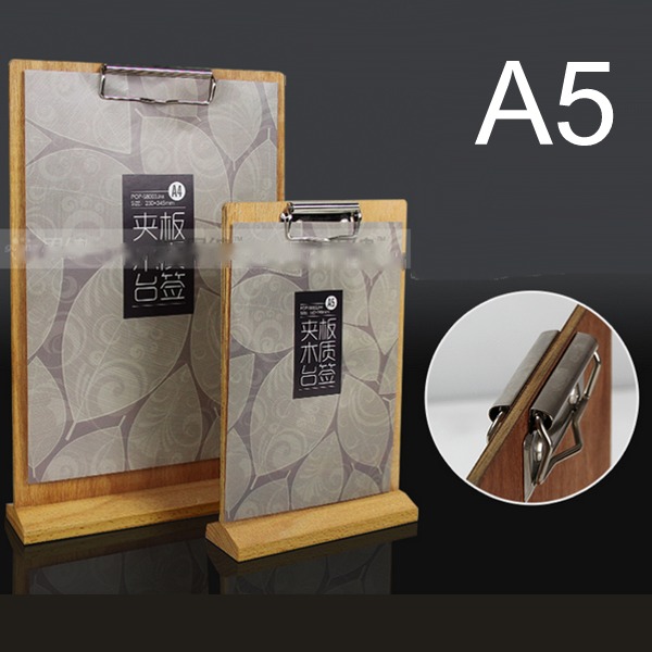 5Cgo 529343777103 A5 雙面夾式木底座木頭餐牌桌牌展示牌T型MENU飲料餐廳咖啡館說明牌A5(二個) AGL84000