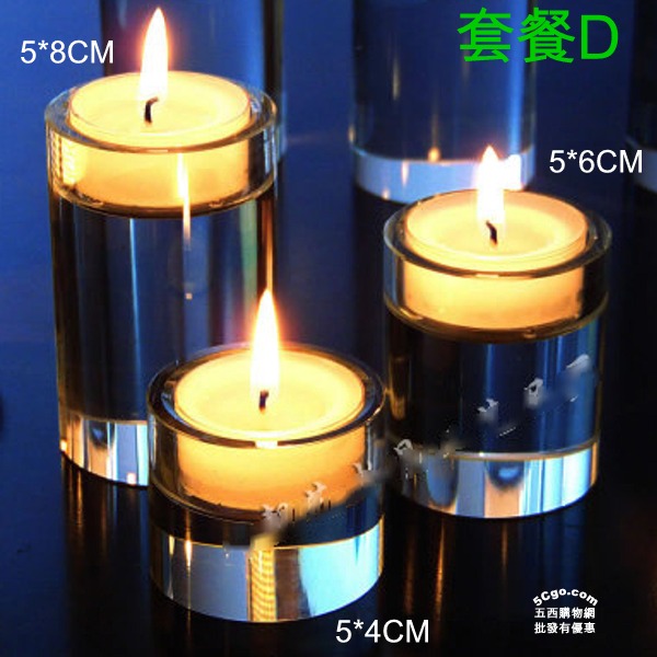 5Cgo 43410977607 歐式現圓形K9水晶燭台蠟燭佛前燈座擺件燭光浪漫晚餐情人節咖啡餐廳婚禮裝飾聖誕節 套餐D AGL65000 