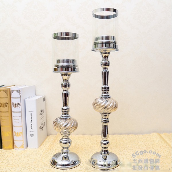 5Cgo 520453391467 歐式新古典家居裝飾品琥珀斜紋水晶玻璃蠟燭台餐桌電視櫃擺設浪漫婚慶-小號 AGL00100