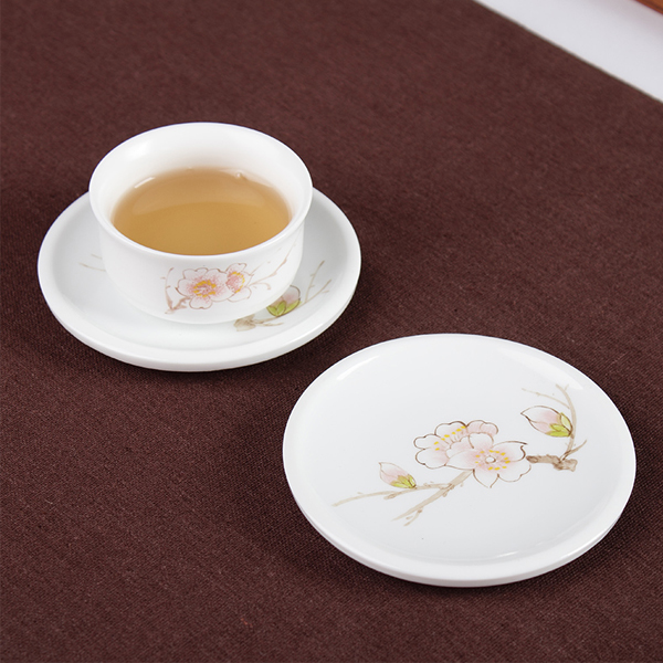 5Cgo 530300584439 花創意茶具茶道配件茶托杯墊底套保護杯底防磨損底托一組6個 HZS65000