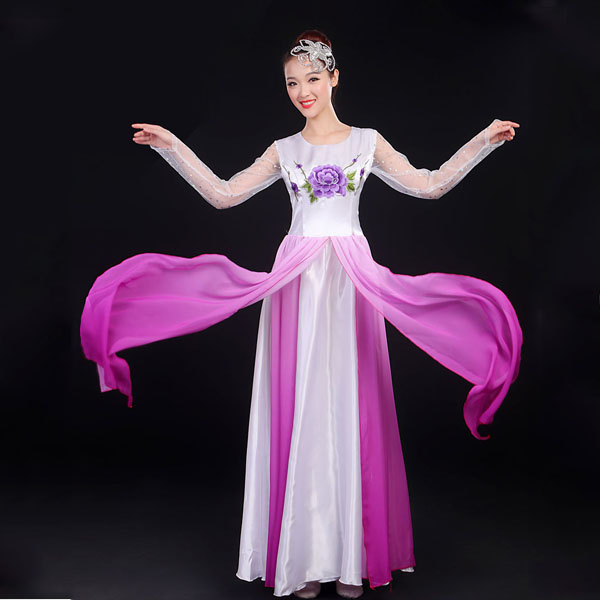 5Cgo 45443057975 高檔新款民族中老年秧歌服舞蹈演出服中老扇子古典舞套裝女夏   GSX87100
