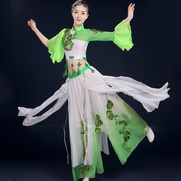 5Cgo 533929092249 民族秧歌服新款廣場扇子舞古典舞蹈服裝演出服年輕成人舞台女裝    GSX83100