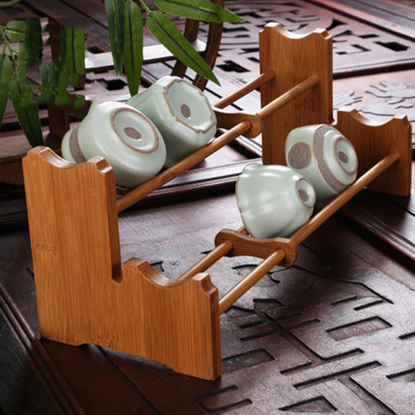 5Cgo 38572099634 梅蘭竹菊茶杯架功夫茶具茶杯架子竹制品大號雙層茶道配件零配  HZS34000