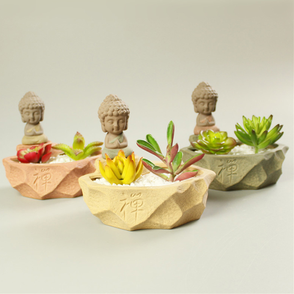 5Cgo 539386174183 陶瓷精品小沙彌佛像花盆小和尚禅意多肉花器創意多肉植物盆栽 HZS03000