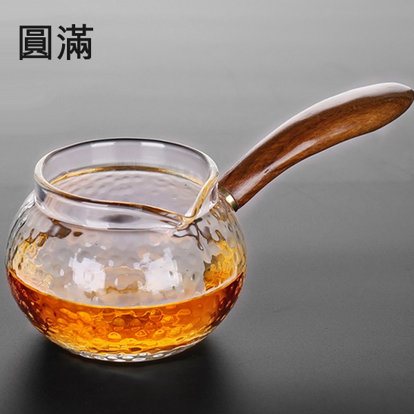 5Cgo 538093769450 手工耐熱側把壺玻璃公道杯錘紋紅檀木把手加厚茶海分茶杯日式功夫茶具配件茶漏杯 AGL09000