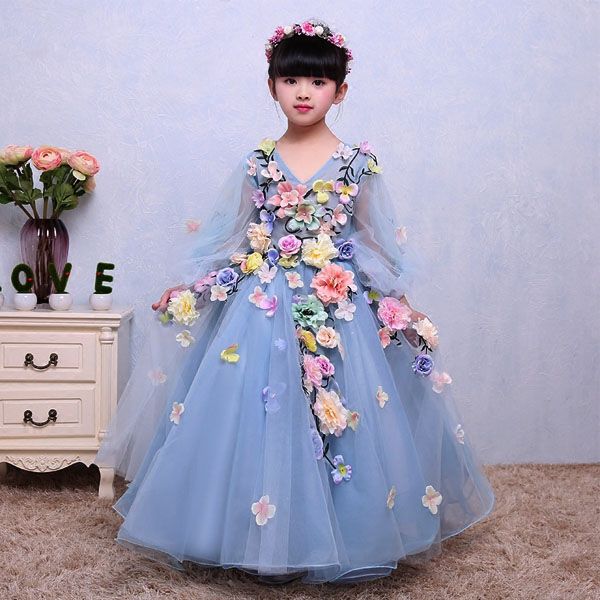 5Cgo 530822231912 兒童禮服長款婚紗禮服花仙子連衣裙舞蹈演出服兒童公主裙演出服  GSX03200