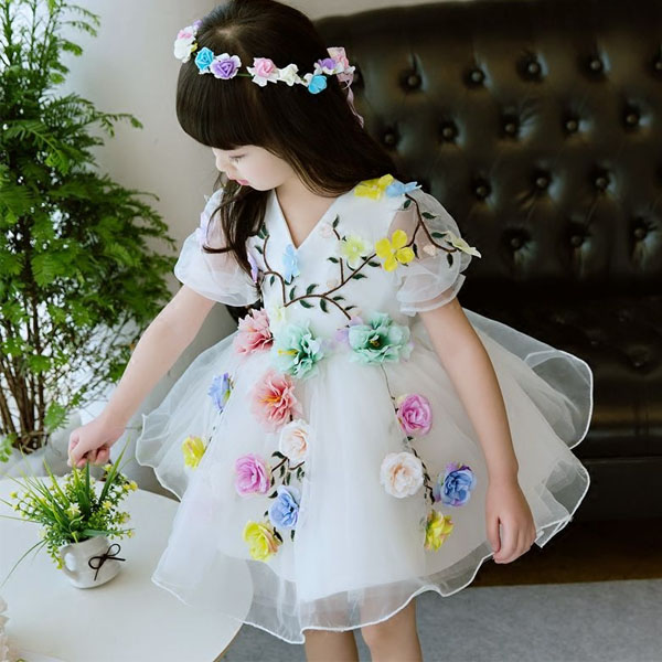 5Cgo 536421089273 女童公主裙婚紗兒童禮服花仙子演出服藍色長袖花童禮服鋼琴蓬蓬裙  GSX86100