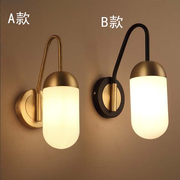 5cgo 545455833057 現代床頭燈壁燈時尚酒店客廳臥室北歐創意玻璃燈飾後現代樓梯壁燈--A款  LYP86100