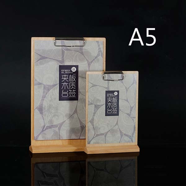5Cgo 522985014227 秀可A5臺卡T形木質便捷式臺簽菜譜菜單制作展示牌木底桌牌酒水牌二個-A5 XMJ64000