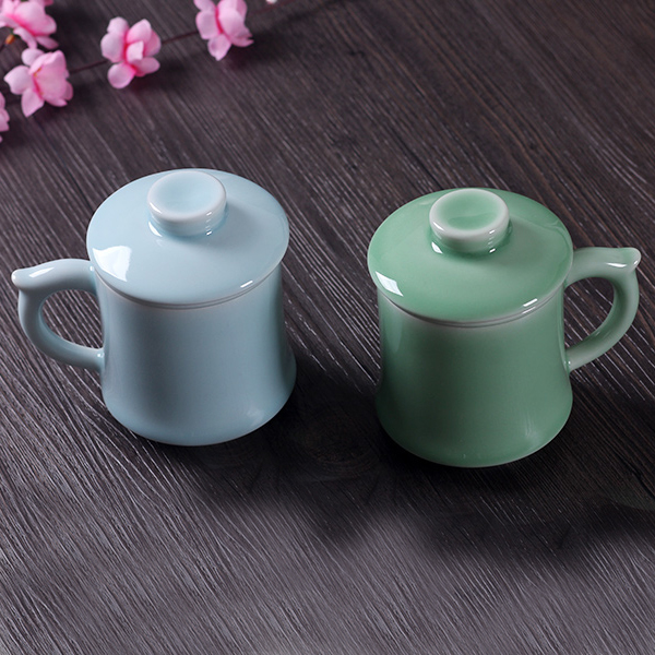 5Cgo 531458079001 龍泉青瓷茶杯帶過濾內膽辦公室居家茶杯陶瓷帶蓋水杯泡茶杯品茗杯 HJT86000