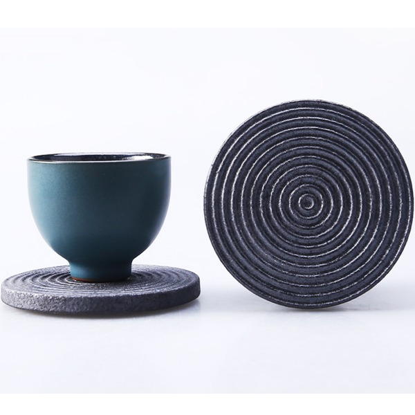 5Cgo 538097341362 陶瓷漩渦杯墊鐵鏽釉杯托功夫茶具茶墊隔熱墊茶托杯墊窯變茶道茶具茶寵茶壺托架 六個 AGL27000 