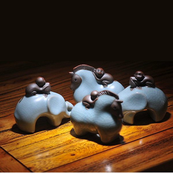 5Cgo 525769825594 陶瓷茶寵精品擺件馬上封侯拜相創意茶玩茶具茶壺茶杯泡茶茶道功夫茶品茶擺件 HJT63000