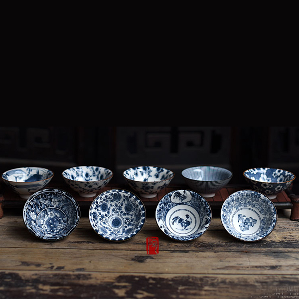 5Cgo 546714533173 粗陶青花茶杯複古創意陶瓷茶壺茶墊泡茶具功夫茶杯耐熱家用品茗杯斗笠杯 九個杯 HJT26100