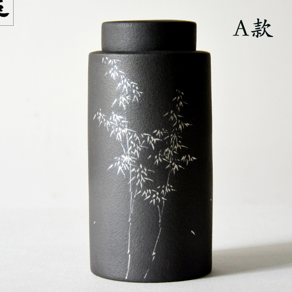 5Cgo 539028625364 密封手繪茶葉罐陶瓷筒現代茶葉桶泡茶茶道功夫茶茶壺茶杯粗陶普洱紅茶茶具密封罐 HJT85100