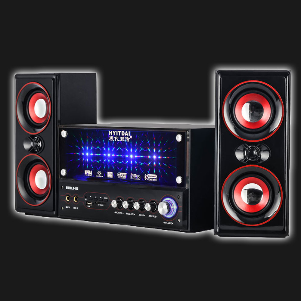 5Cgo 19558106745 全新 X100 升級版內置藍牙家用組合電視K歌音箱大功筆記本藍牙電腦臺式插卡音響低音炮 PY00200