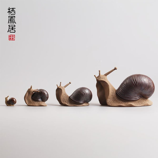 5Cgo 536527768691 精品茶寵手工陶瓷創意可愛茶寵蝸牛擺件茶盤茶玩茶壺茶杯泡茶茶道托盤茶盤擺件 小號 HJT41000