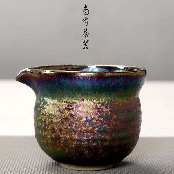 5Cgo 538309884849 陶瓷茶具建盞窯變七彩孔雀釉茶海茶壺茶杯陶瓷泡茶茶道公道杯茶海功夫茶具茶道公杯  HJT84000