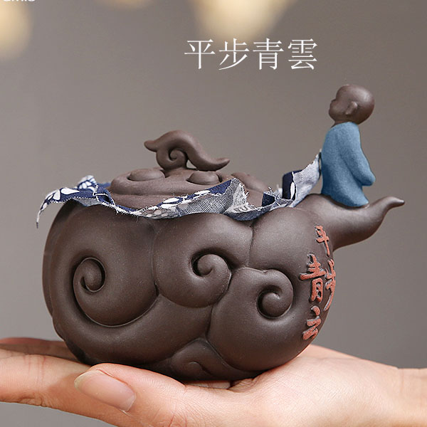 5Cgo 540963192189 紫砂茶葉罐小和尚創意陶瓷密封罐茶壺茶杯泡茶茶道手工儲茶罐子小號紅茶普洱茶罐  HJT84000