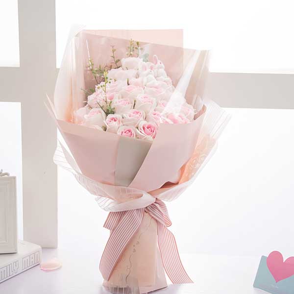 5Cgo 542680255791 仿真香皂玫瑰韓版唯美花束 婚慶用品 創意生日情人節禮物 肥皂花束    GSX83100