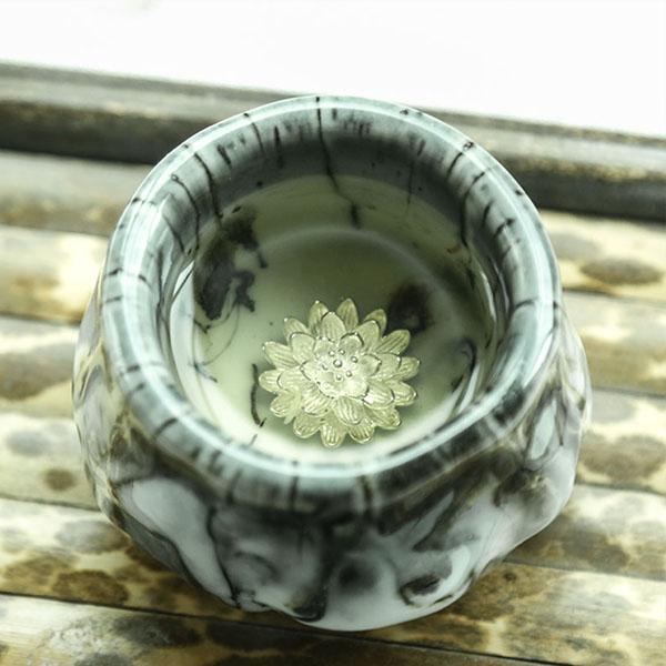 5Cgo 546042660043 瑪瑙釉陶瓷鑲銀茶杯茶壺茶海茶盤茶道泡茶普洱銀魚杯品茗茶碗盞功夫茶具窯變天目主人杯 HJT85100