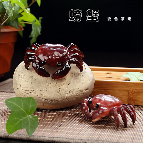 5Cgo 534058792944 創意變色茶寵擺件噴水石頭茶壺茶杯茶海螃蟹精品宜興紫砂茶玩功夫茶具配件陶瓷  HJT53000