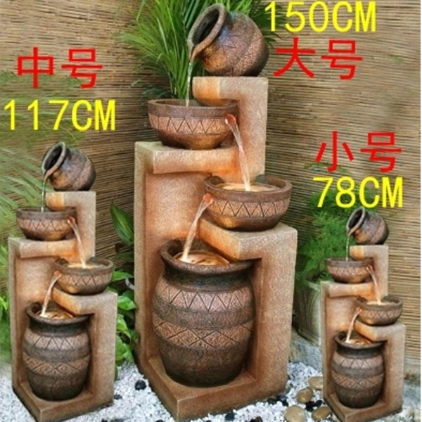 5Cgo 537243849070 大型歐式流水噴泉魚池假山風水輪招財客廳辦公室內戶外大廳豪宅庭園咖啡廳四層-小號78公分 AGL08400