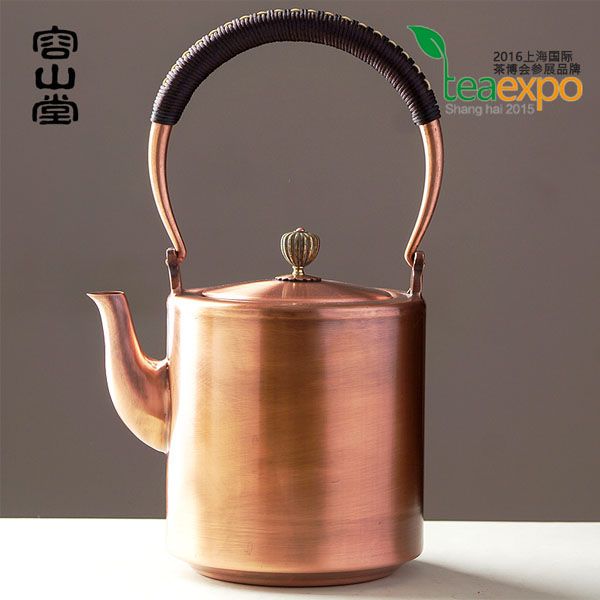 5Cgo 527915753353 茗趣純銅壺燒水壺茶壺茶杯茶盤茶海功夫茶純紫銅手工加厚大號素紋錘目鎏銀壺鈕 HJT92700