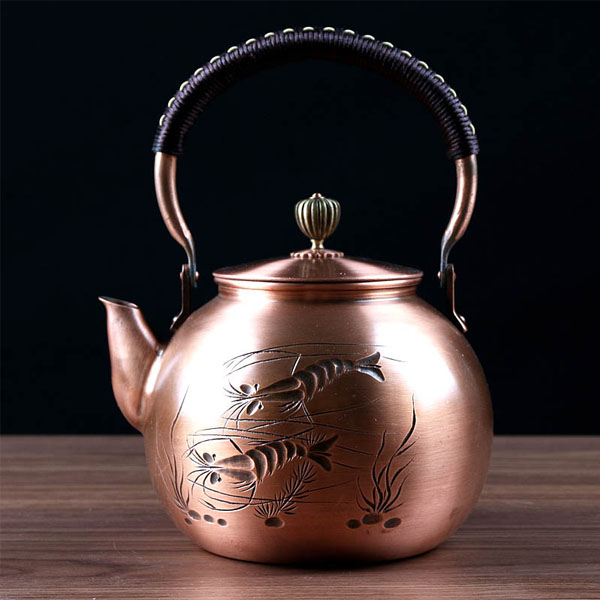 5Cgo 520259572309 手工純紫銅燒水壺茶海茶杯加厚泡茶器功夫茶具煮茶銅茶壺日式茶道銅壺配件 HJT08600 