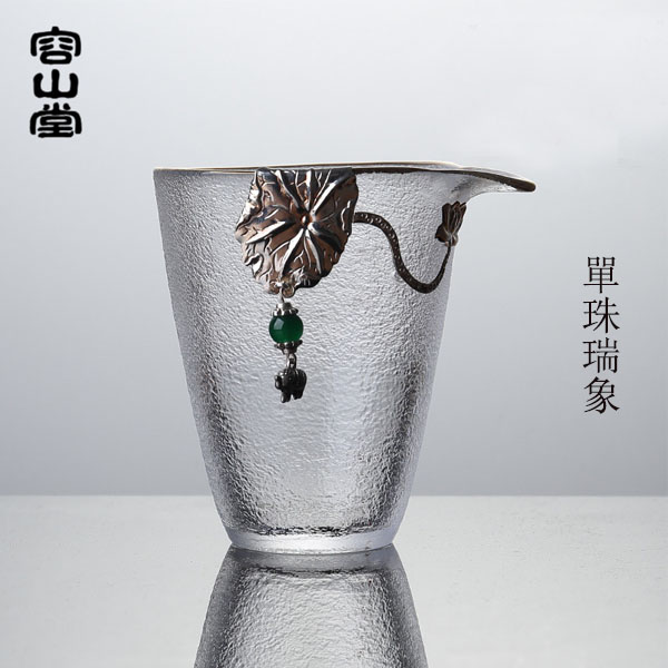5Cgo 547035730752 容山堂鑲茶壺茶盤泡茶茶海功夫茶純銀玻璃公道杯大號加厚耐熱分茶器茶海日式茶具 HJT83100