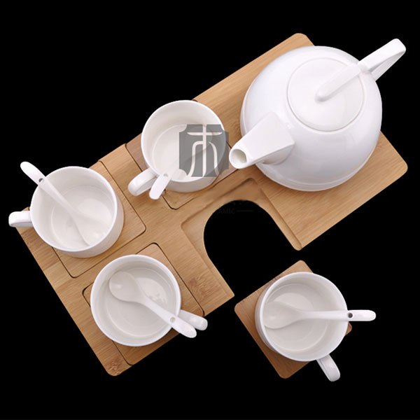 5Cgo 531777010285 木簡約陶瓷咖啡杯具套裝 歐式高檔下午茶帶托盤10頭花茶咖啡瓷器精美禮物 XMJ58000