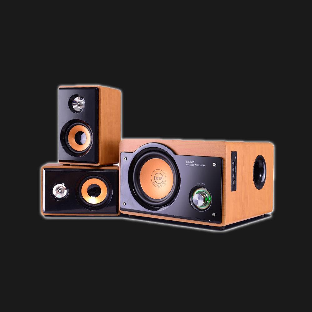 5Cgo 548125584288 索愛 SA-318 無線藍牙木質音箱電腦音響多媒體臺式2.1低音炮有源 PY99200