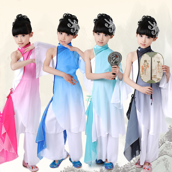 5Cgo 528892560840 新款民族舞蹈服裝水袖舞蹈兒童演出服古典舞秧歌服現代舞  GSX55000
