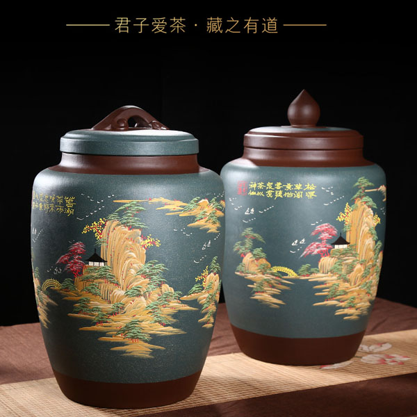 5Cgo 542805654555 養神皇宜興紫砂壺茶壺茶杯泡茶茶葉罐大型茶葉桶密封罐客廳家居擺件普洱茶缸原礦存茶罐如意罐 HJT08700